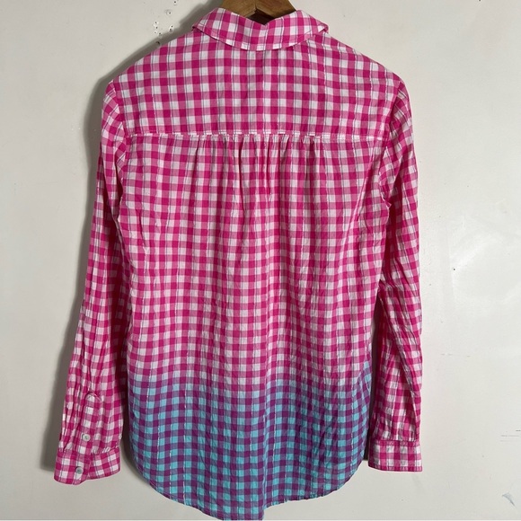 Anthropologie Pilcro Deb Gingham Buttondown Shirt Size XS Pink Blue Ombré preppy - Picture 5 of 14